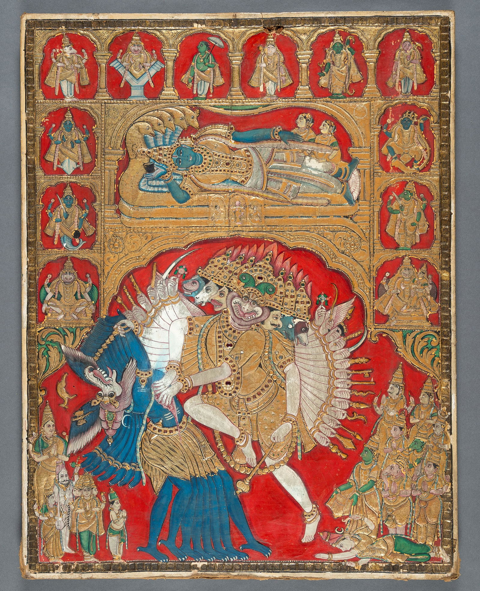A TANJORE PAINTING OF RANGANATHA AND NARASIMHA (1 of 13)
