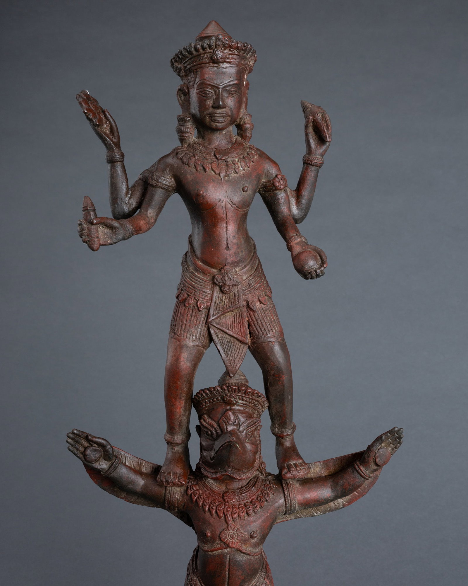 A LARGE BRONZE OF FIGURE OF VISHNU AND GARUDA, KHMER STYLE (1 of 12)