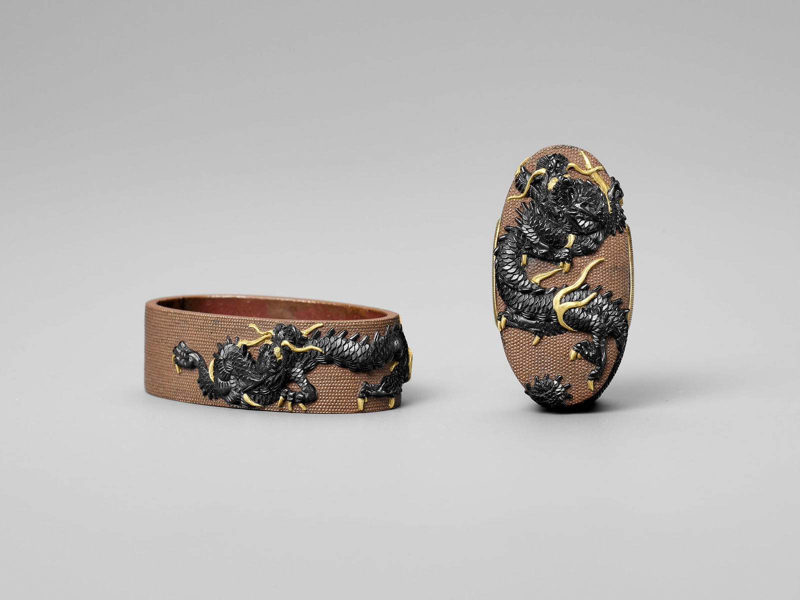 TAMAGAWA YOSHIHISA: A COPPER NANAKO MITO SCHOOL FUCHI AND KASHIRA WITH DRAGONS (1 of 6)