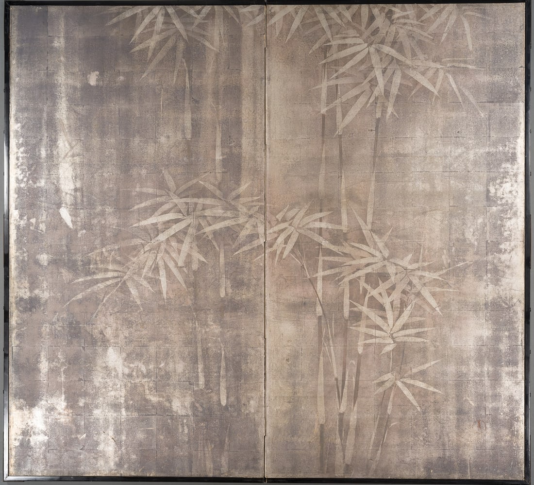 A TWO-PANEL BYOBU SCREEN DEPICTING BAMBOO (1 of 6)