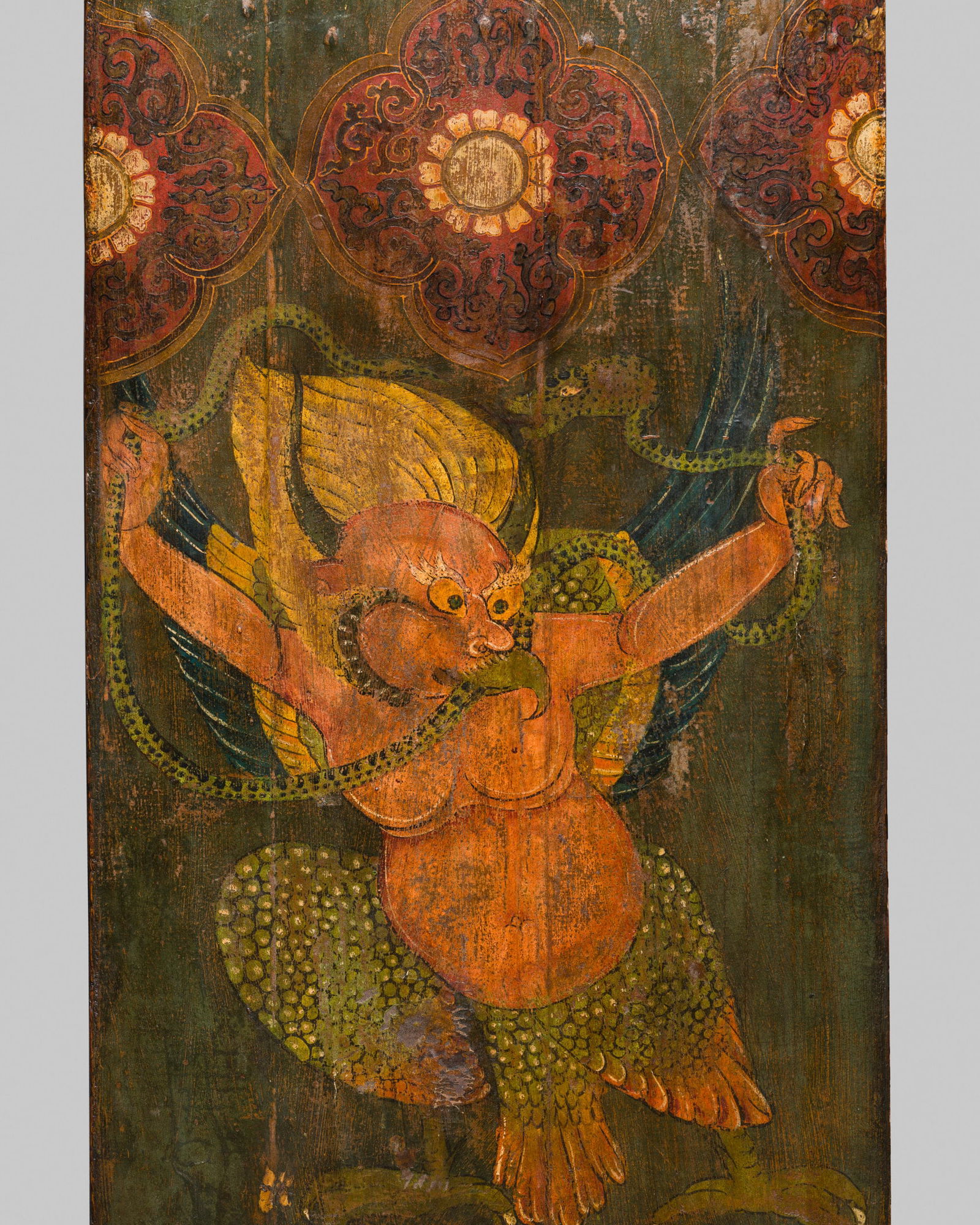 A PAINTED WOOD 'GARUDA' DOOR, TIBET, 19TH CENTURY (1 of 7)