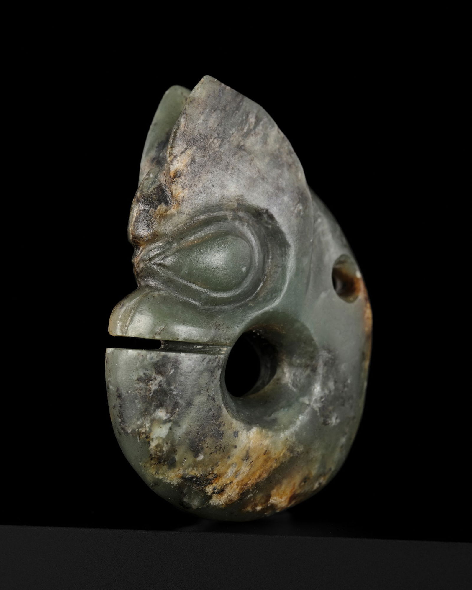 A GREEN JADE 'PIG-DRAGON' PENDANT, ZHULONG, HONGSHAN CULTURE (1 of 12)