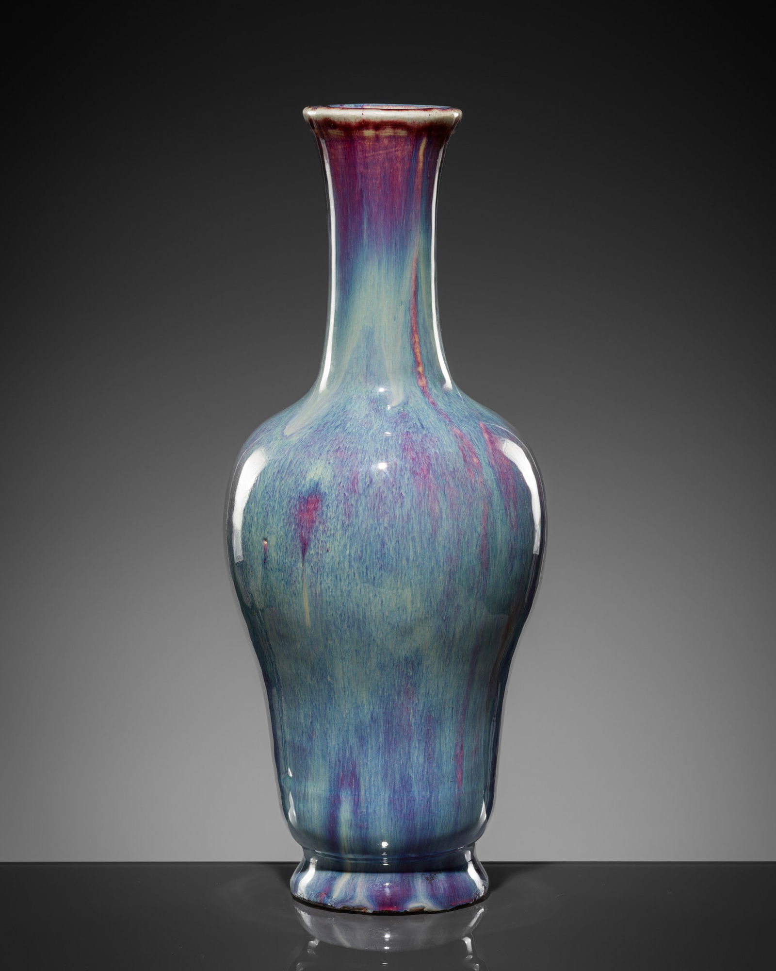 A FLAMBE-GLAZED BALUSTER VASE, QIANLONG TO JIAQING PERIOD (1 of 13)