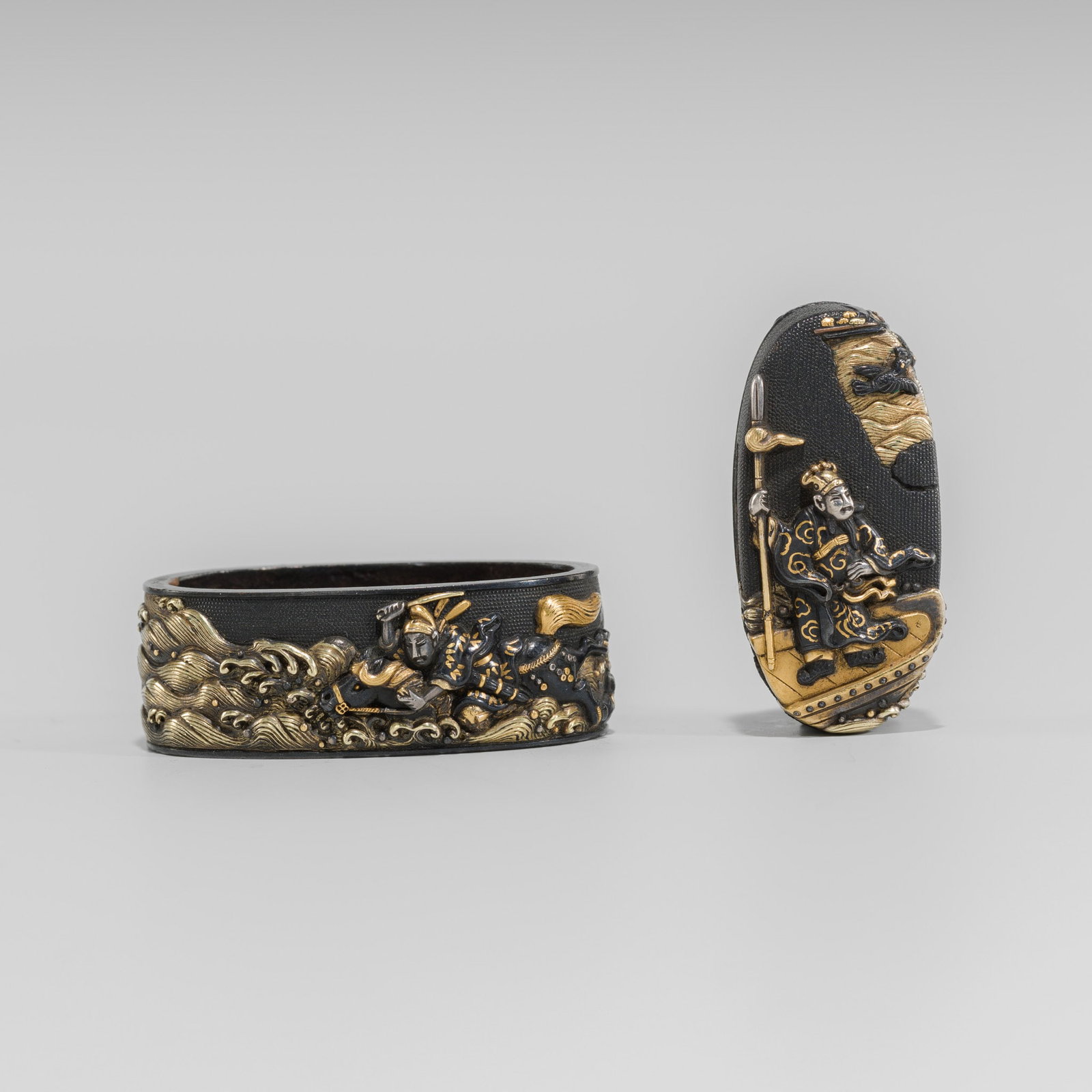 A SHAKUDO NANAKO FUCHI AND KASHIRA DEPICTING GENTOKU AND KAN'U (1 of 10)