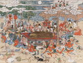 A LARGE SCROLL PAINTING OF A NEHAN-ZU (THE DEATH OF THE HISTORICAL BUDDHA), JAPAN