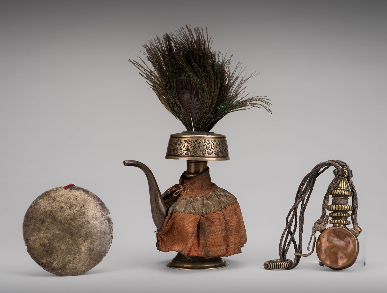 A LOT WITH THREE COPPER-ALLOY RITUAL OBJECTS, TIBET, 19th CENTURY (1 of 16)