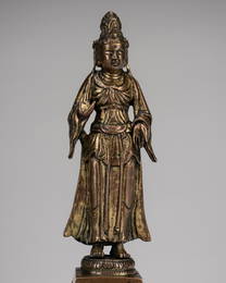 A GILT-BRONZE FIGURE OF GUANYIN, TANG DYNASTY
