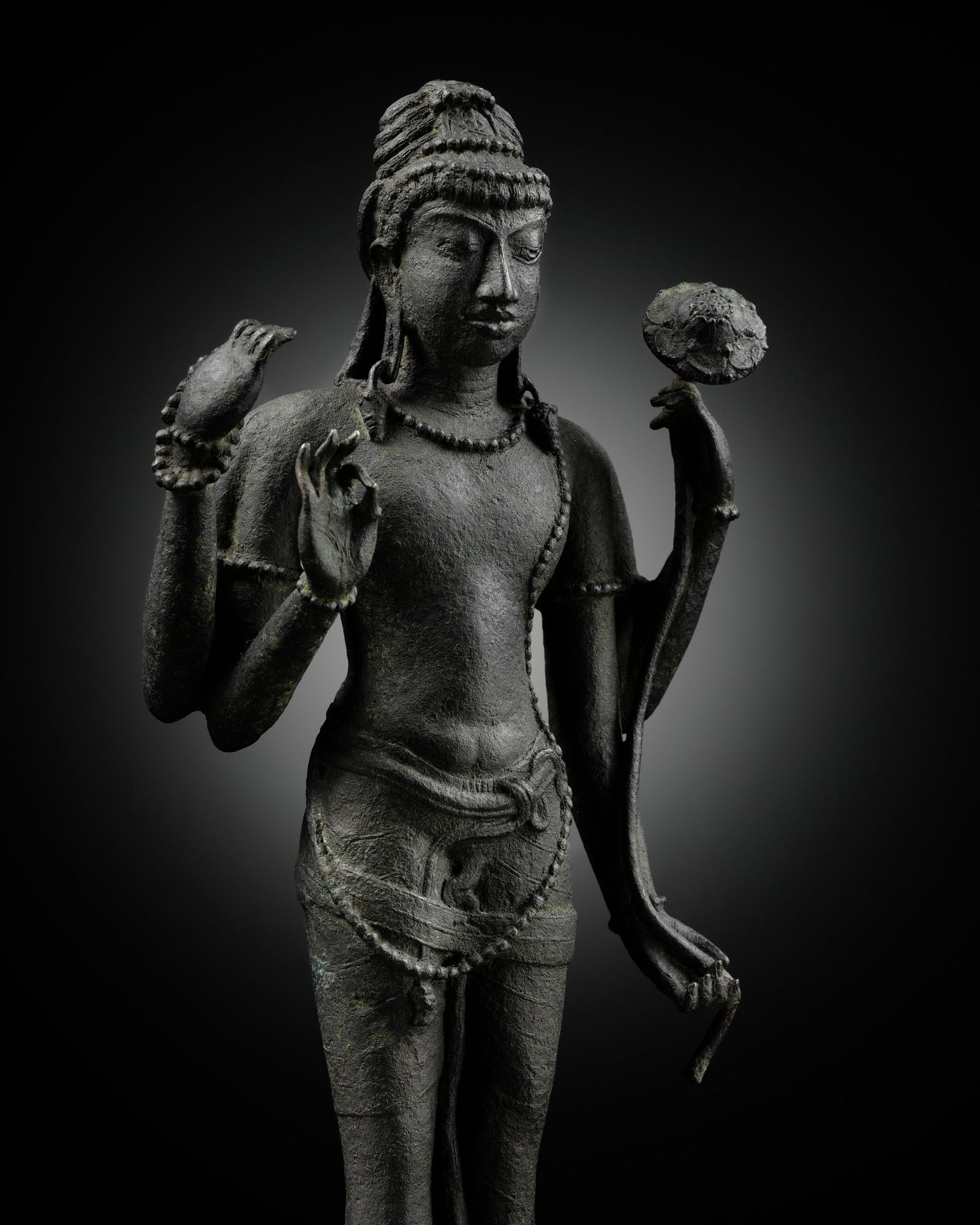 A BRONZE FIGURE OF PADMAPANI LOKESHVARA, SRIVIJAYA, 7TH-9TH CENTURY (1 of 13)