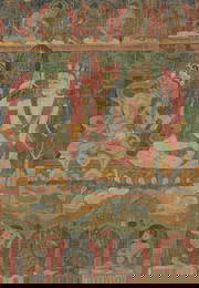 A RARE THANGKA DEPICTING THE MAHASIDDHAS KANHA AND DAMARUPA, TIBET, 16TH-17TH CENTURY