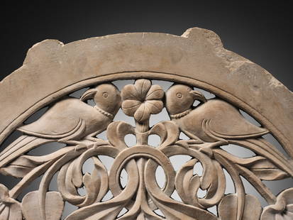 A MUGHAL SANDSTONE PANEL, JALI, NORTHERN INDIA, LATE 17TH - 18TH CENTURY: A MUGHAL SANDSTONE PANEL, JALI, NORTHERN INDIA, LATE 17TH - 18TH CENTURY Expert&#8217;s note: Jali refers to a perforated stone or lattice screen, often featuring ornamental patterns created using geo