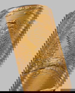 KOMA KOKAKUSAI: A SUPERB FIVE-CASE GOLD LACQUER INRO WITH AN EAGLE ON A CHERRY BRANCH: KOMA KOKAKUSAI: A SUPERB FIVE-CASE GOLD LACQUER INRO WITH AN EAGLE ON A CHERRY BRANCH By Koma Kokakusai, signed seki Kokakusai &#-27230; &#21476;&#-25164;&#25998;Japan, 19th century, Edo period (1615-