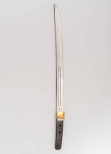 A WAKIZASHI IN SHIRASAYA: A WAKIZASHI IN SHIRASAYA Japan, Muromachi period (1338-1573)The blade:Hira-zukuri with iori mune, the hamon is sugu in nie-deki, the hada is itame and mokume. The blade is decorated to one si