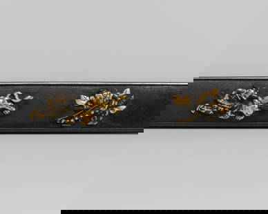 GOTO JUNJO: A SUPERB SHAKUDO GOTO SCHOOL KOZUKA OF INO HAYATA AND MINAMOTO YORIMASA KILLING THE NUE: GOTO JUNJO: A SUPERB SHAKUDO GOTO SCHOOL KOZUKA OF INO HAYATA AND MINAMOTO YORIMASA KILLING THE NUE By Goto Junjo (1635-1699), signed Goto Junjo &#24460;&#-31260; &#-26618;&#20055; with kakihanJapan,