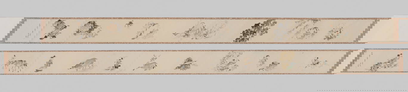 SHIBATA ZESHIN (1807-1891): AN IMPRESSIVE PAIR OF MAKIMONO WITH CHINESE AND JAPANESE FIGURES: SHIBATA ZESHIN (1807-1891): AN IMPRESSIVE PAIR OF MAKIMONO WITH CHINESE AND JAPANESE FIGURES By Shibata Zeshin (1807-1891), authenticated by Shoji Chikushin with sealJapan, late 19th century, Meiji pe