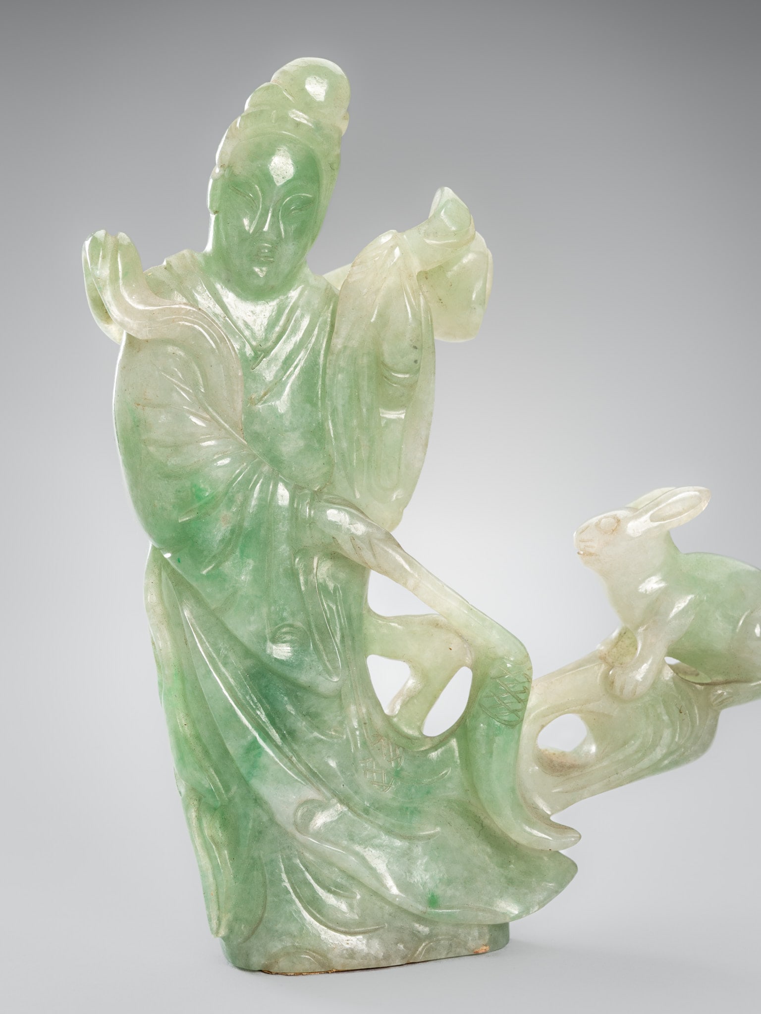 中国　玉石彫刻　寿老人　根付　C　7930E Nayarit Chinesco Type C Kneeling Figure Ritual Markings
