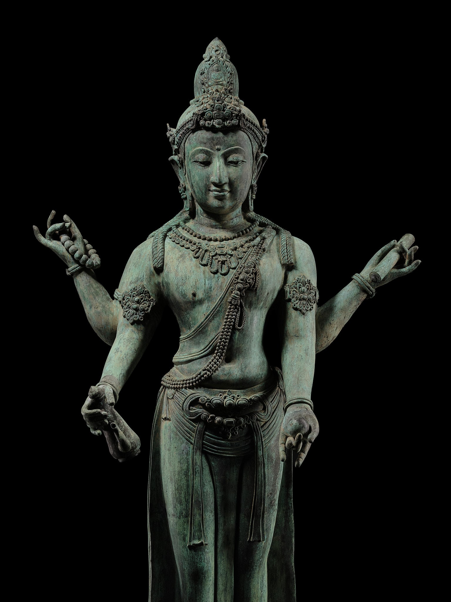 A COLOSSAL (3.5 METERS HIGH) BRONZE STATUE OF AVALOKITESHVARA, SRIVIJAYA KINGDOM STYLE, CIRCA (1 of 20)