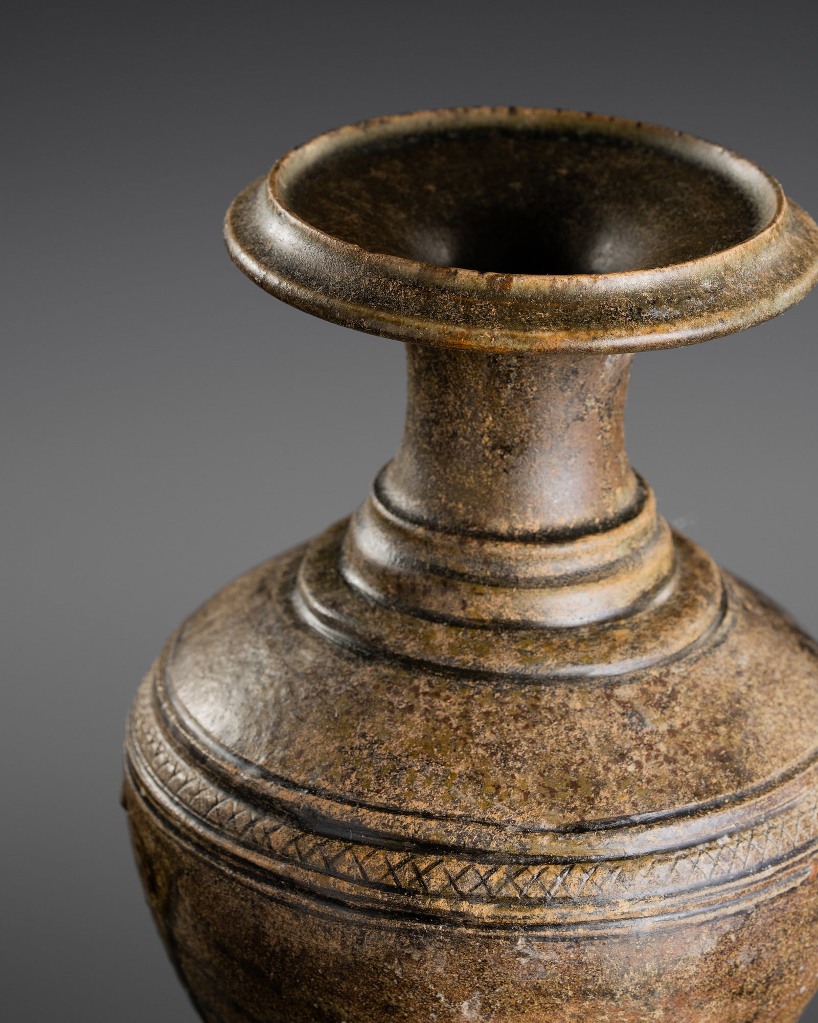 A DARK BROWN GLAZED STONEWARE BALUSTER JAR, ANGKOR PERIOD (1 of 12)