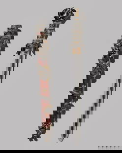 AN IMPRESSIVE AND RARE KEN (DOUBLE-EDGED STRAIGHT SWORD) IN SUPERB 'DRAGON' KOSHIRAE: AN IMPRESSIVE AND RARE KEN (DOUBLE-EDGED STRAIGHT SWORD) IN SUPERB 'DRAGON' KOSHIRAE Japan, 19th century, late Edo period (1615-1868) to Meiji period (1868-1912)The blade:The sugata of ken-zukuri, the