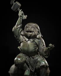A HIGHLY IMPORTANT AND MONUMENTAL (165 CM) BRONZE FIGURE OF DAIKOKU, LATE EDO TO MEIJI