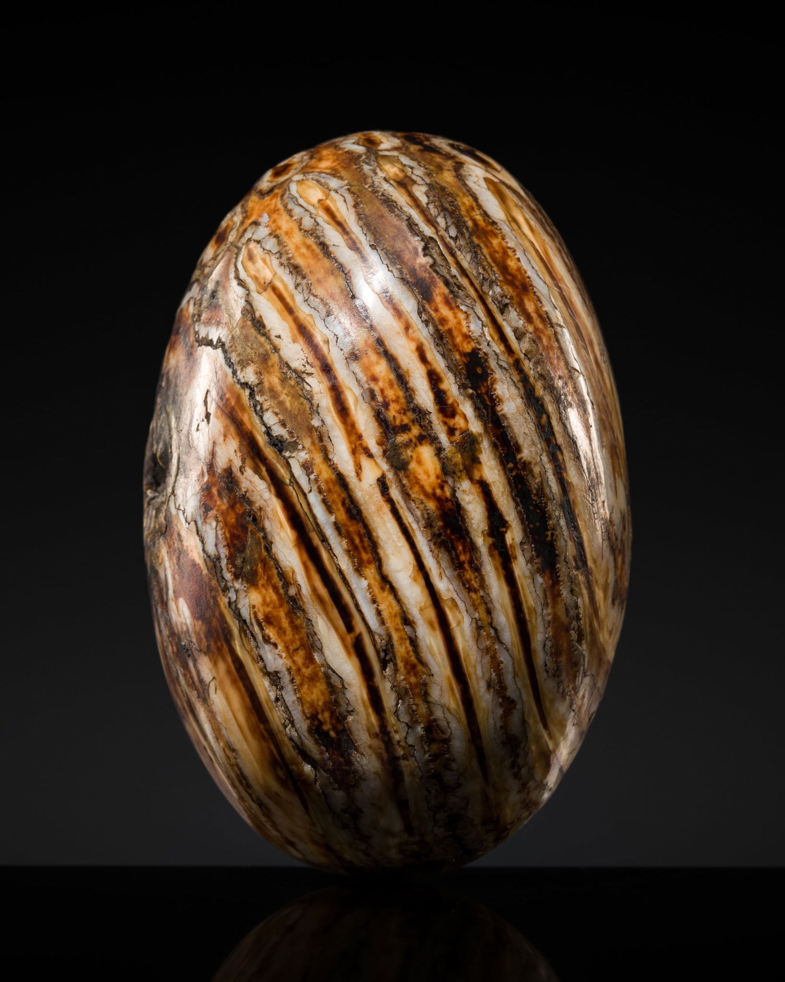 A VERY RARE 'COSMIC EGG', BRAHMANDA, MAMMOTH TOOTH, INDIAN OR HIMALAYAN REGIONS, CIRCA 18TH-19TH (1 of 12)