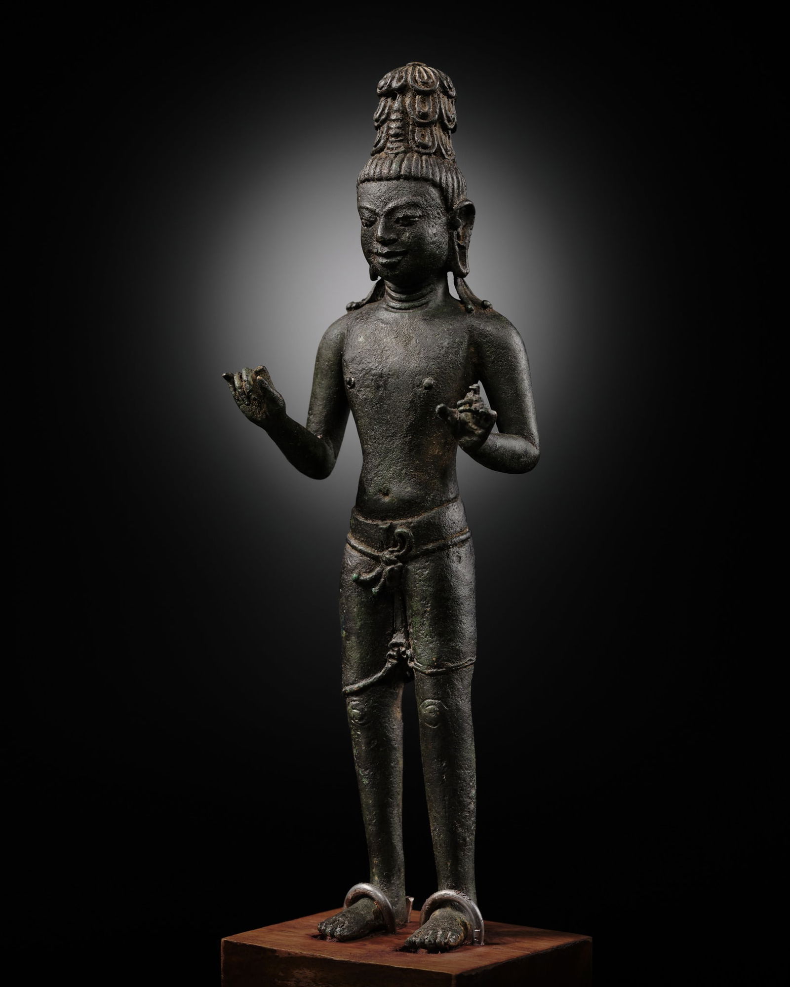 A BRONZE FIGURE OF MAITREYA, PRE-ANGKORIAN PERIOD, PRAKHON CHAI, 7TH-9TH CENTURY (1 of 9)