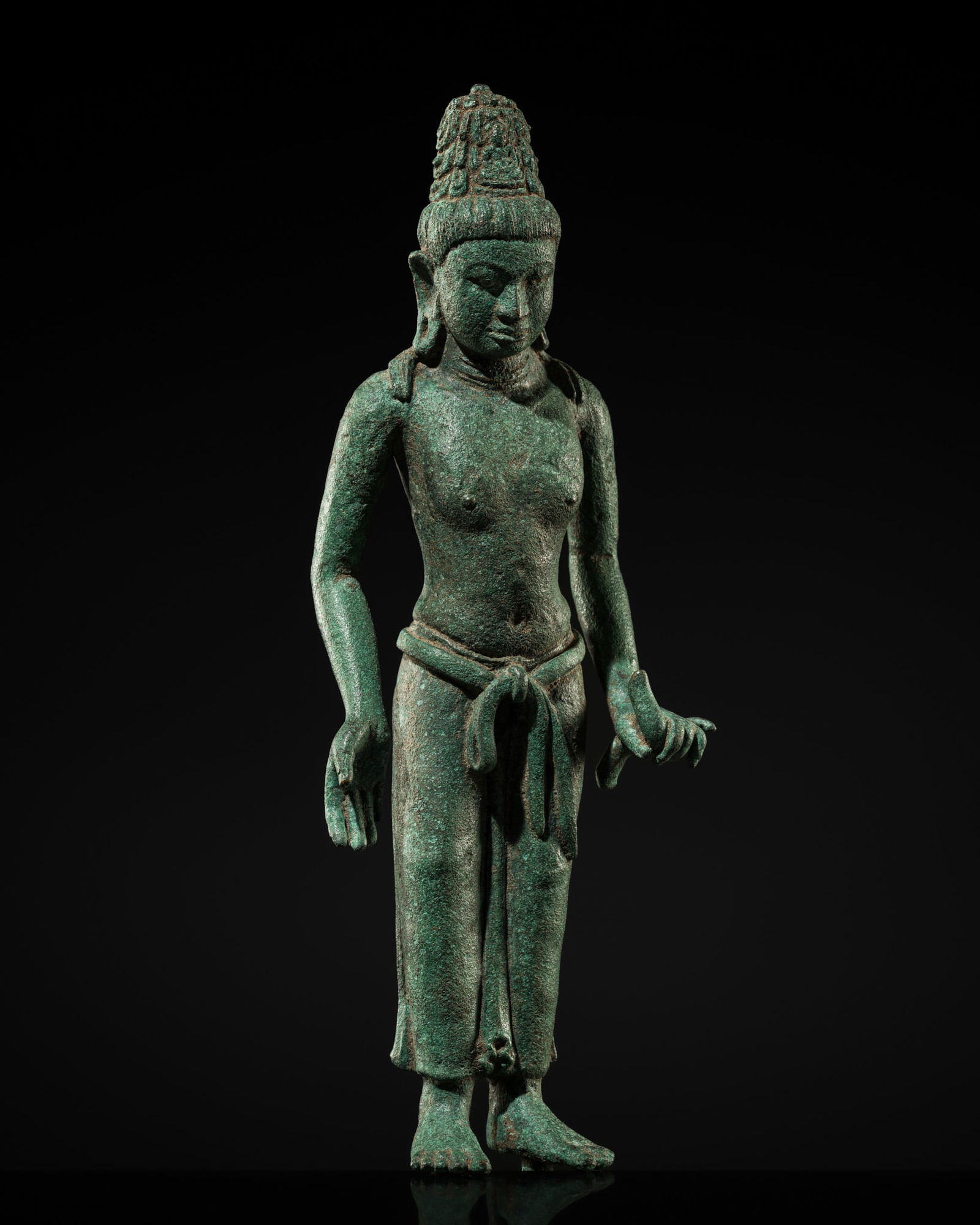 A SUPERB BRONZE FIGURE OF BODHISATTVA MAITREYA, SRIVIJAYA EMPIRE, 7TH-8TH CENTURY (1 of 15)