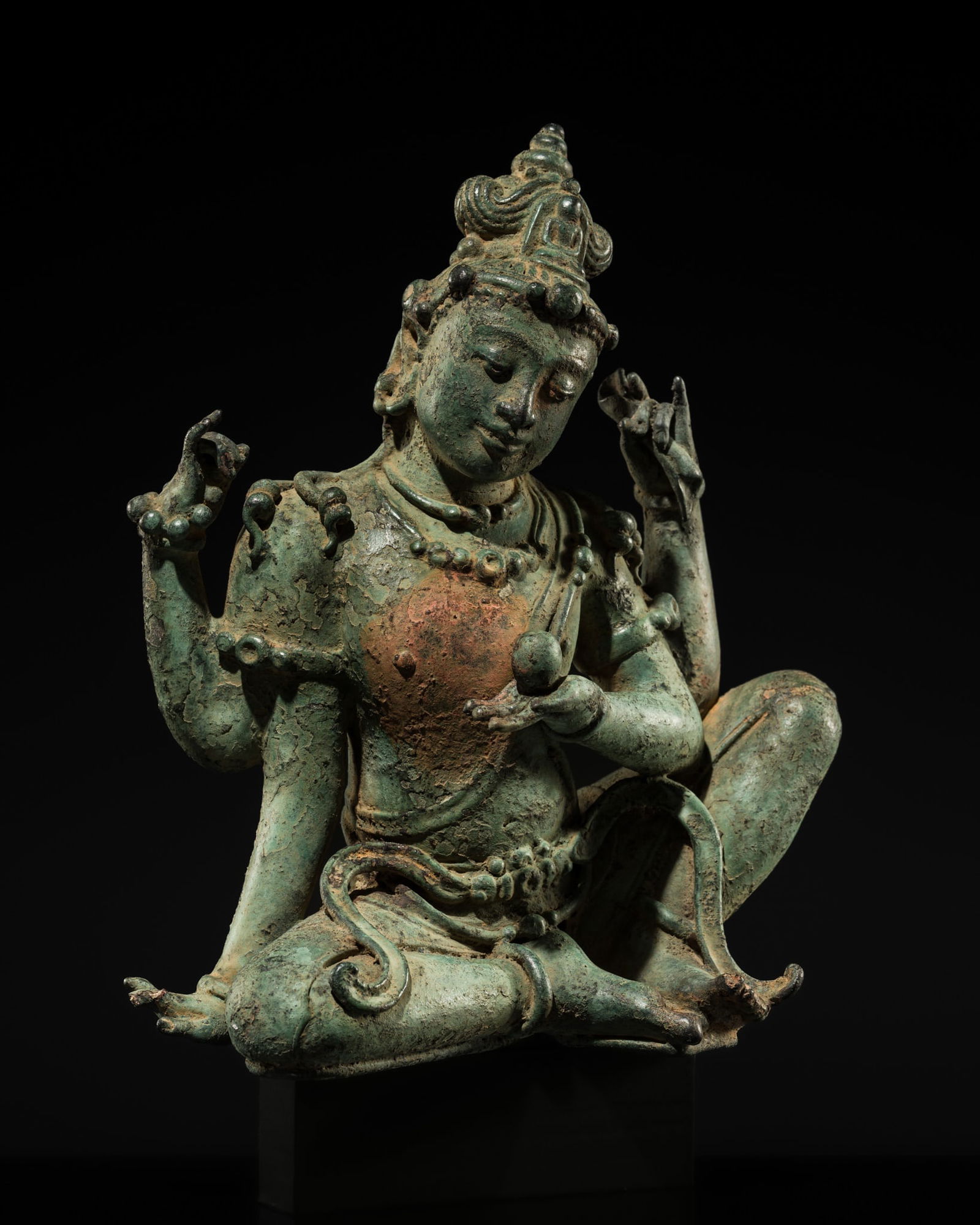 A MAGNIFICENT BRONZE FIGURE OF VAJRASATTVA OR AVALOKITESHVARA, KEDIRI TO SINGHASARI KINGDOM, JAVA, (1 of 13)