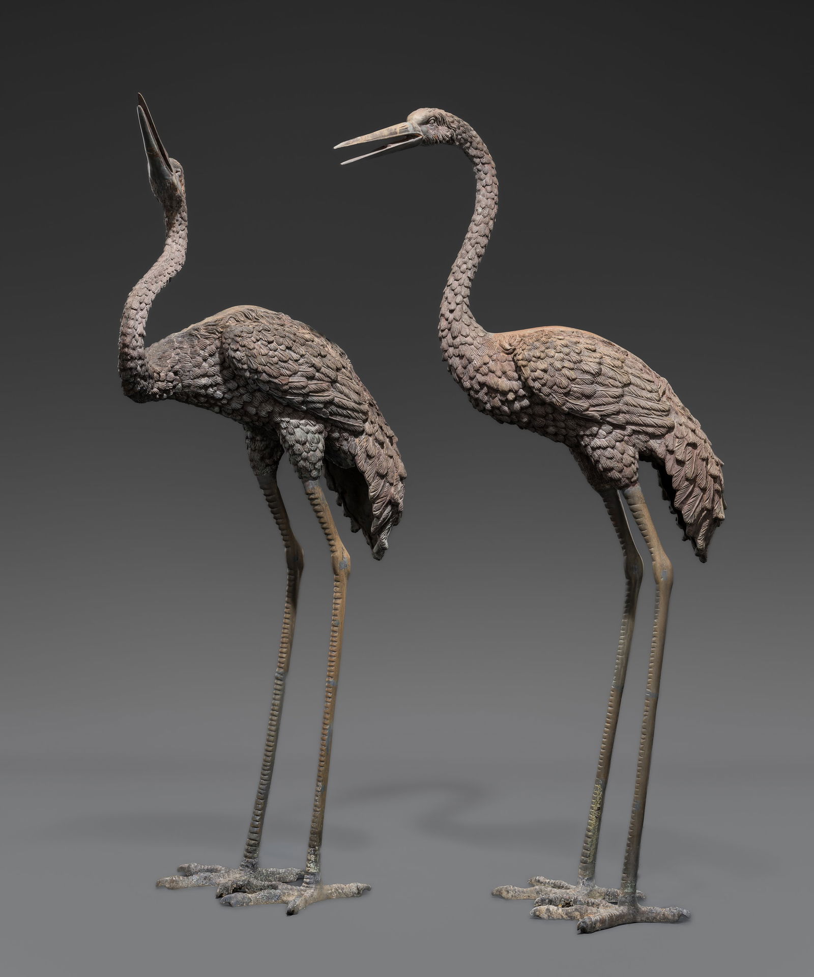A PAIR OF LARGE BRONZE FIGURES OF CRANES (1 of 14)