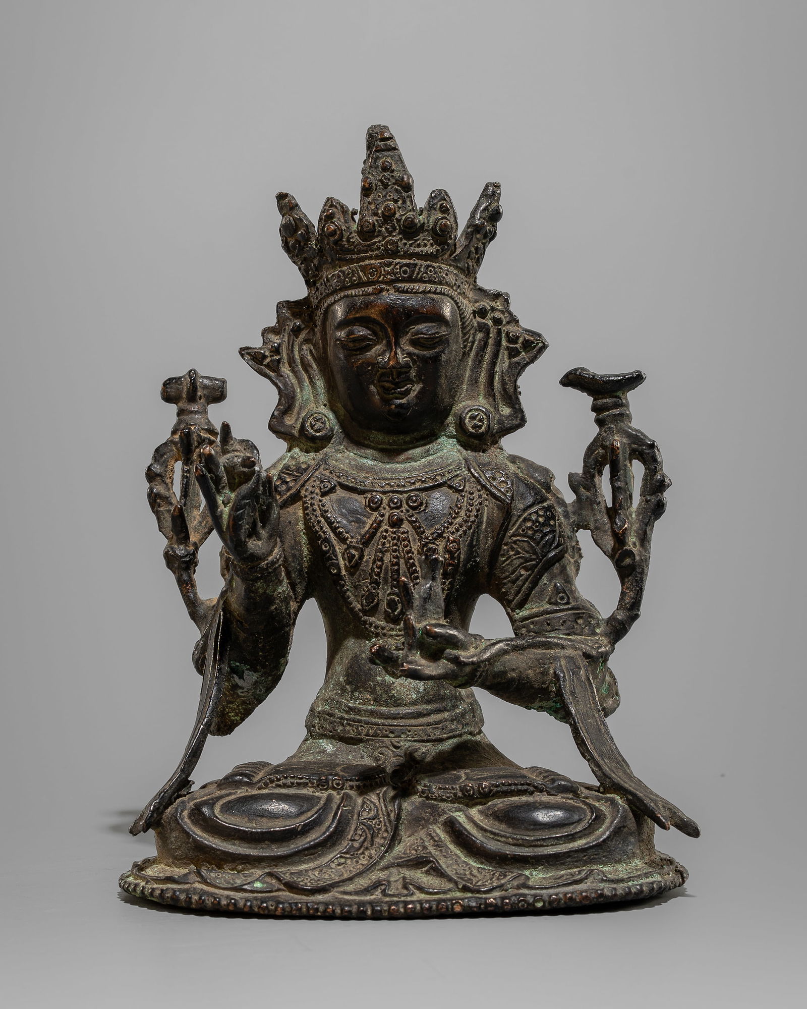 A MING-STYLE BRONZE FIGURE OF A SEATED BODHISATTVA, c. 1900s (1 of 8)