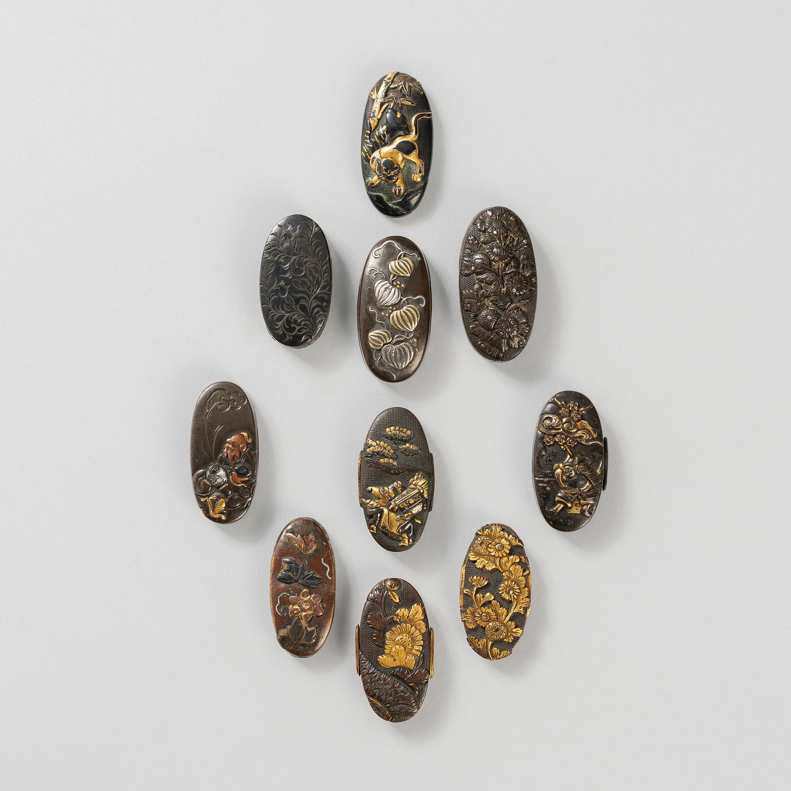 A GROUP OF TEN MIXED-METAL KASHIRA (1 of 13)