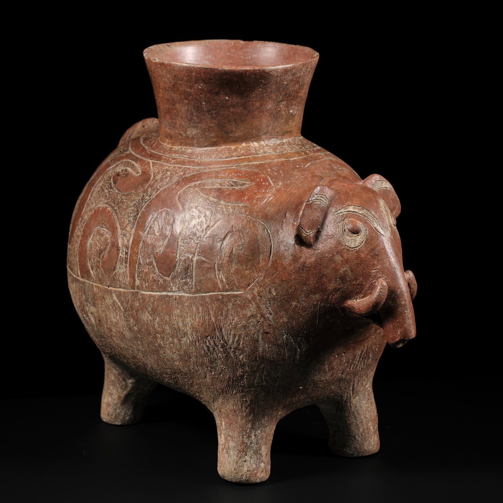 A LARGE CEREMONIAL VESSEL IN THE FORM OF A CAPARISONED ELEPHANT, THAILAND, CIRCA 1400-2100 YEARS OLD (1 of 14)