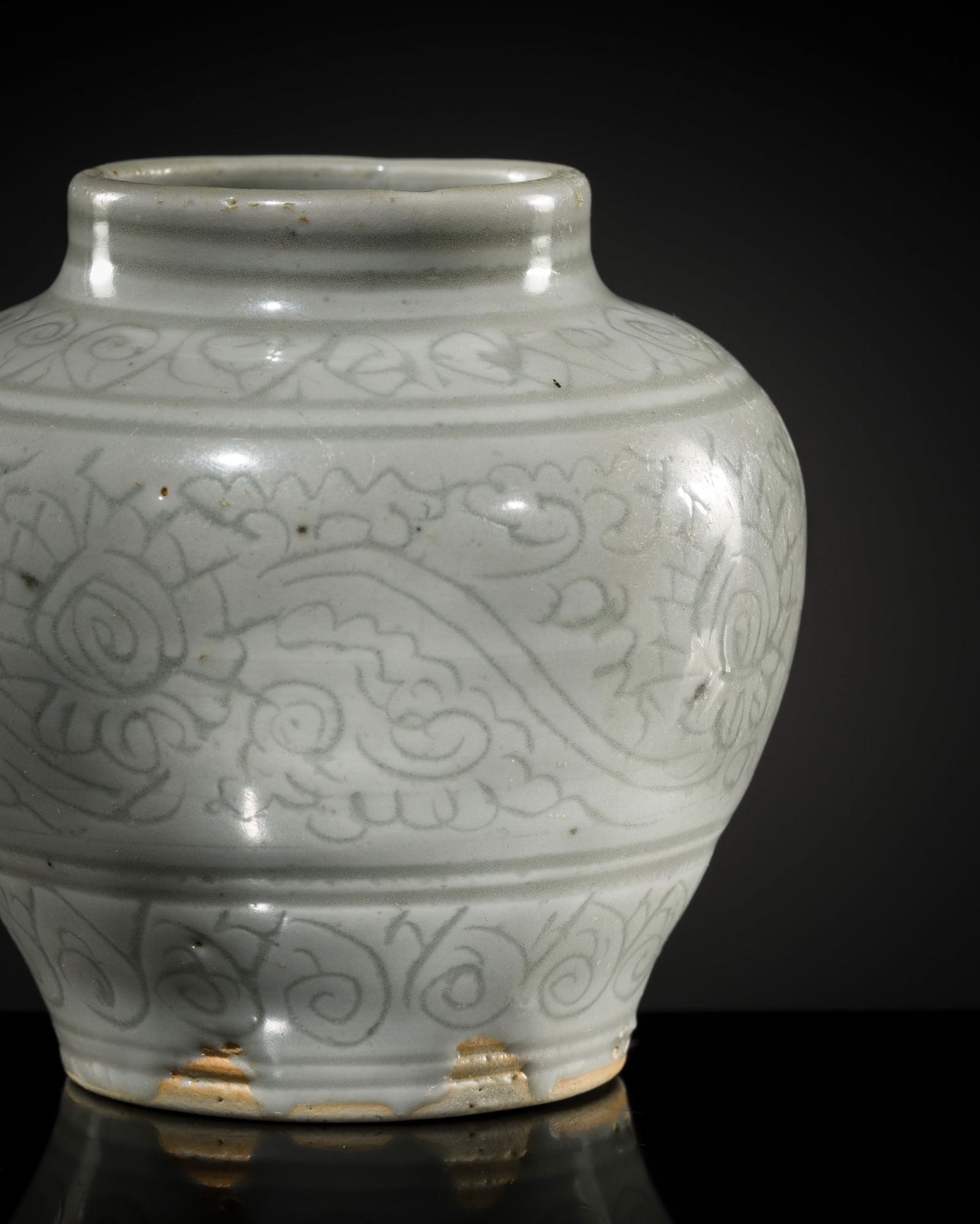 A NEATLY CARVED SMALL QINGBAI 'LOTUS' JAR, SOUTHERN SONG DYNASTY (1 of 10)