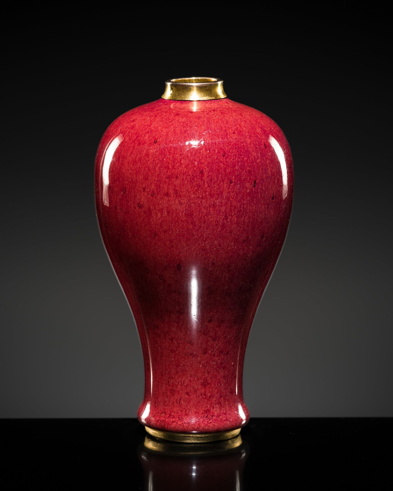 A FINE SMALL COPPER-RED GLAZED LANGYAO VASE, MEIPING, KANGXI PERIOD (1662-1722) (1 of 11)