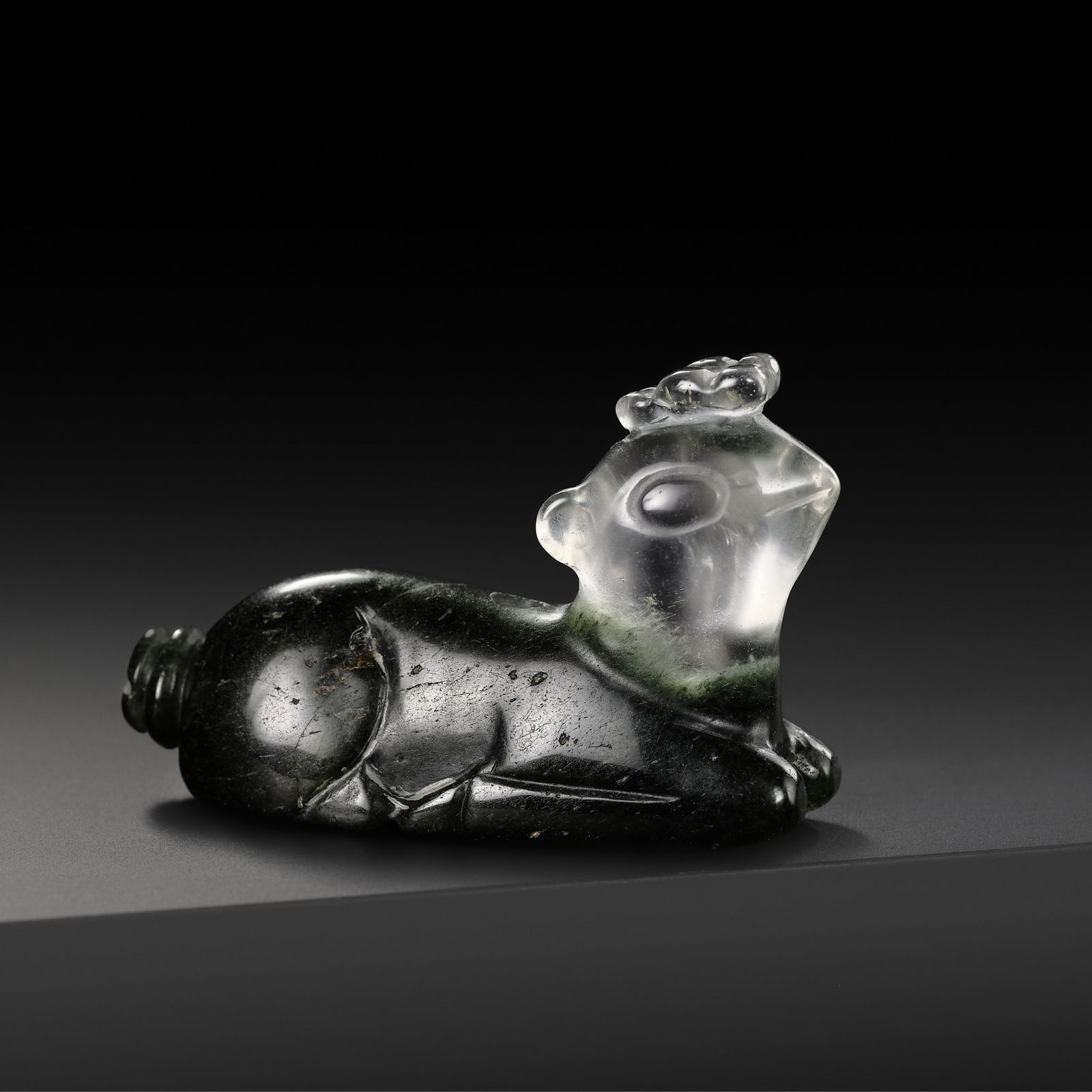 AN EXCEEDINGLY RARE ROCK CRYSTAL CARVING OF A DEER, LIAO DYNASTY (1 of 12)