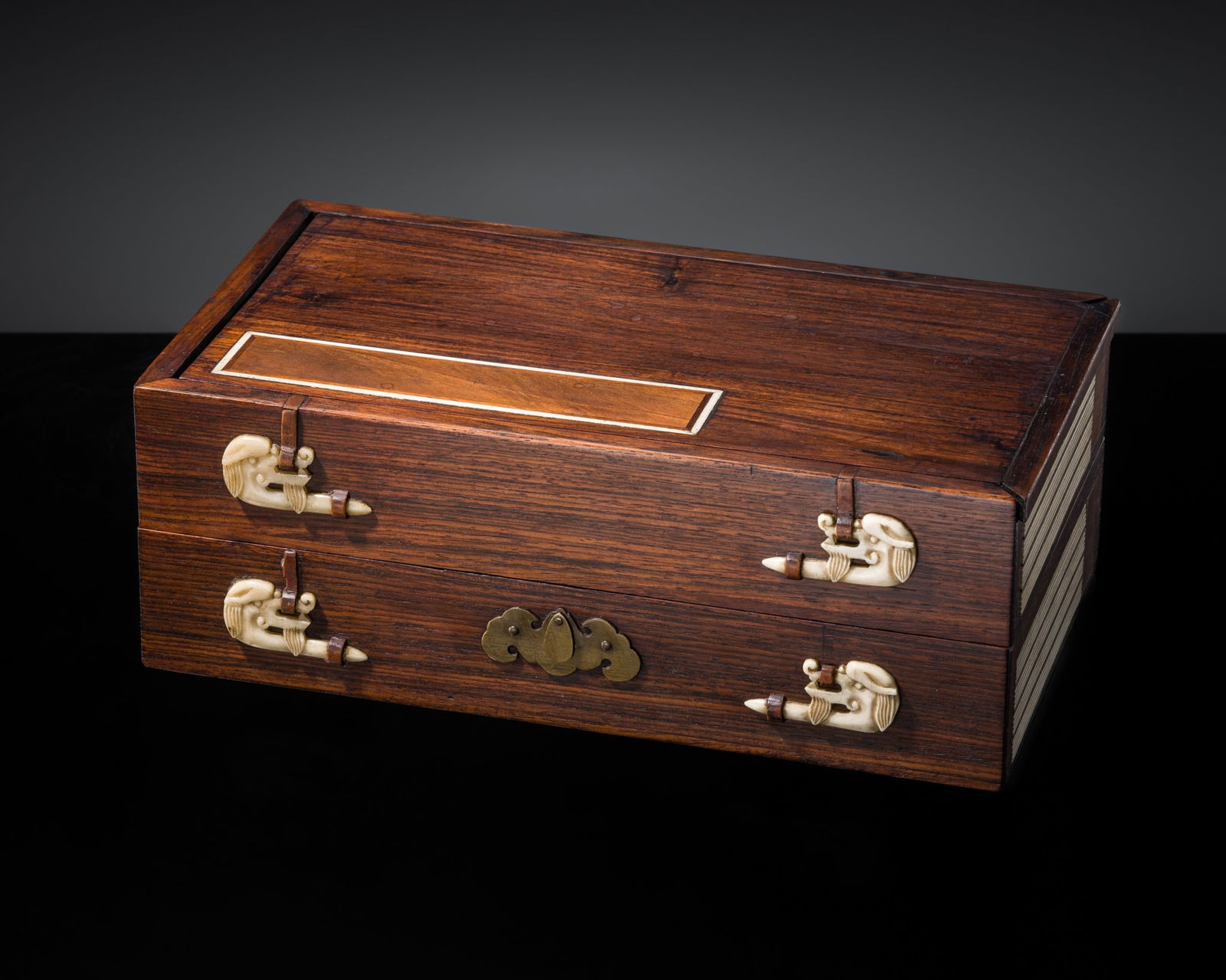 A WOODEN 'BOOK' BOX AND COVER, QING DYNASTY (1 of 9)