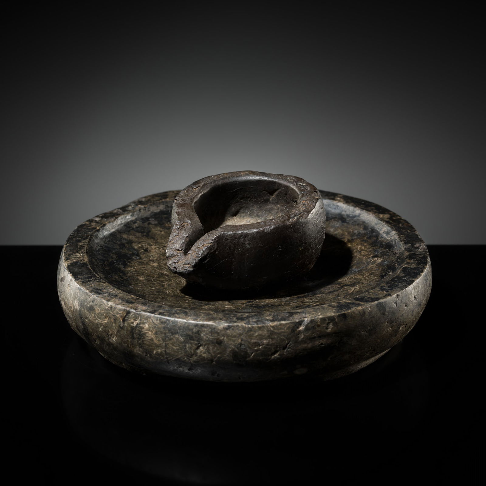 A HINDU STONE YONI WITH AN ASSOCIATED RITUAL WATER BASIN (1 of 10)