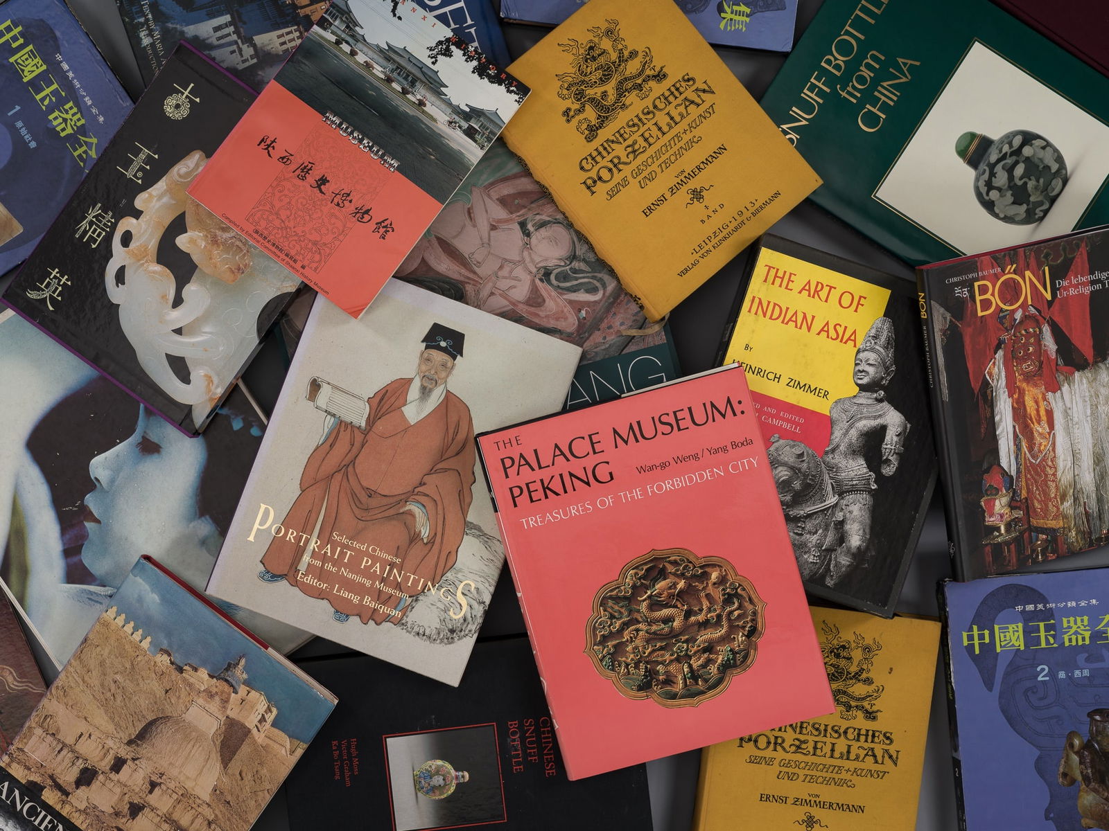 A GROUP OF 26 BOOKS ON CHINESE, JAPANESE, AND INDIAN ART: A GROUP OF 26 BOOKS ON CHINESE, JAPANESE, AND INDIAN ART This lot is from a single owner collection and is therefore offered without reserve Comprising several books on Chinese jades, snuff bottles, t