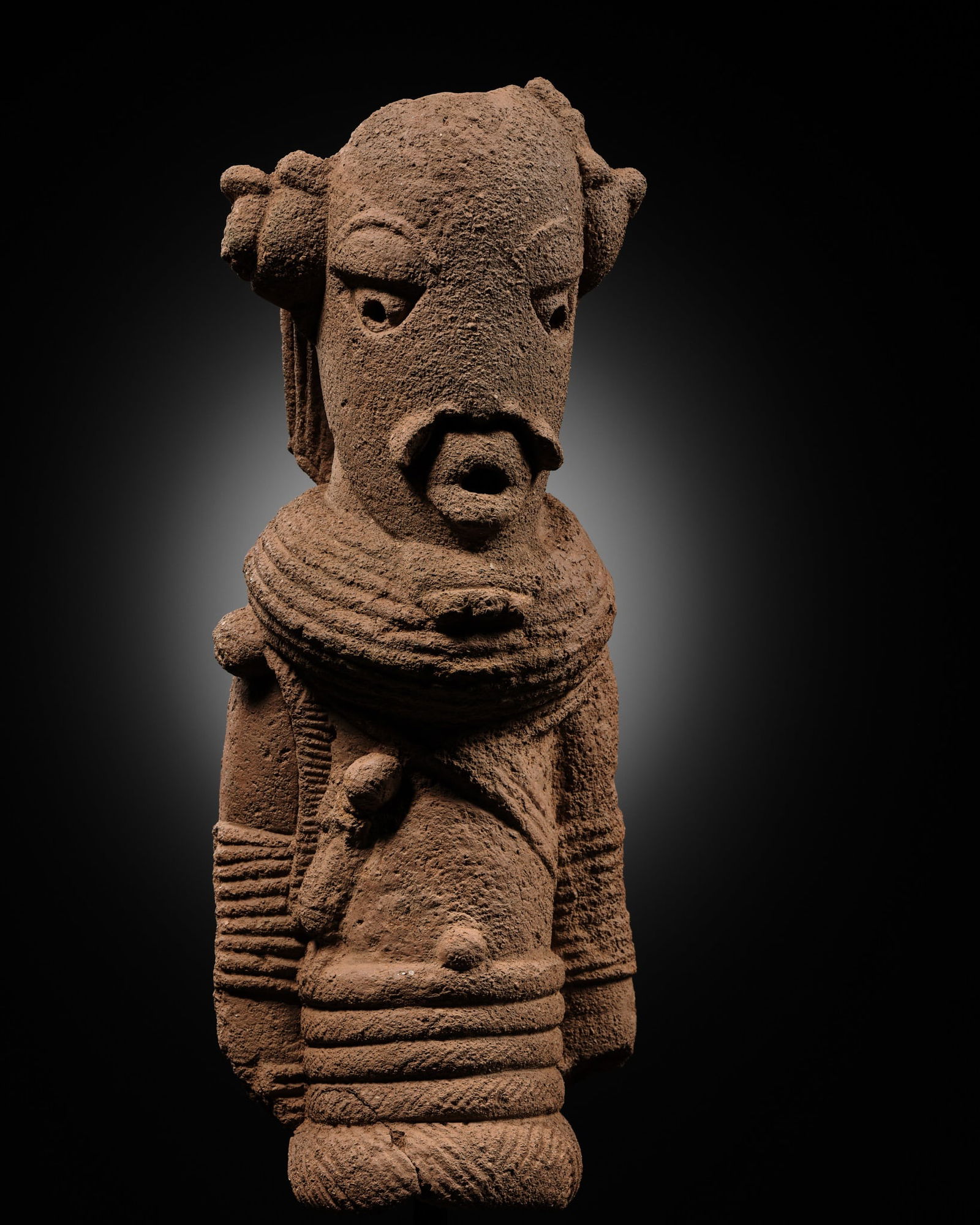 A RARE TERRACOTTA BUST AND HEAD OF A MALE DEITY, NOK CULTURE, NIGERIA, 500 BC - 200 AD (1 of 19)