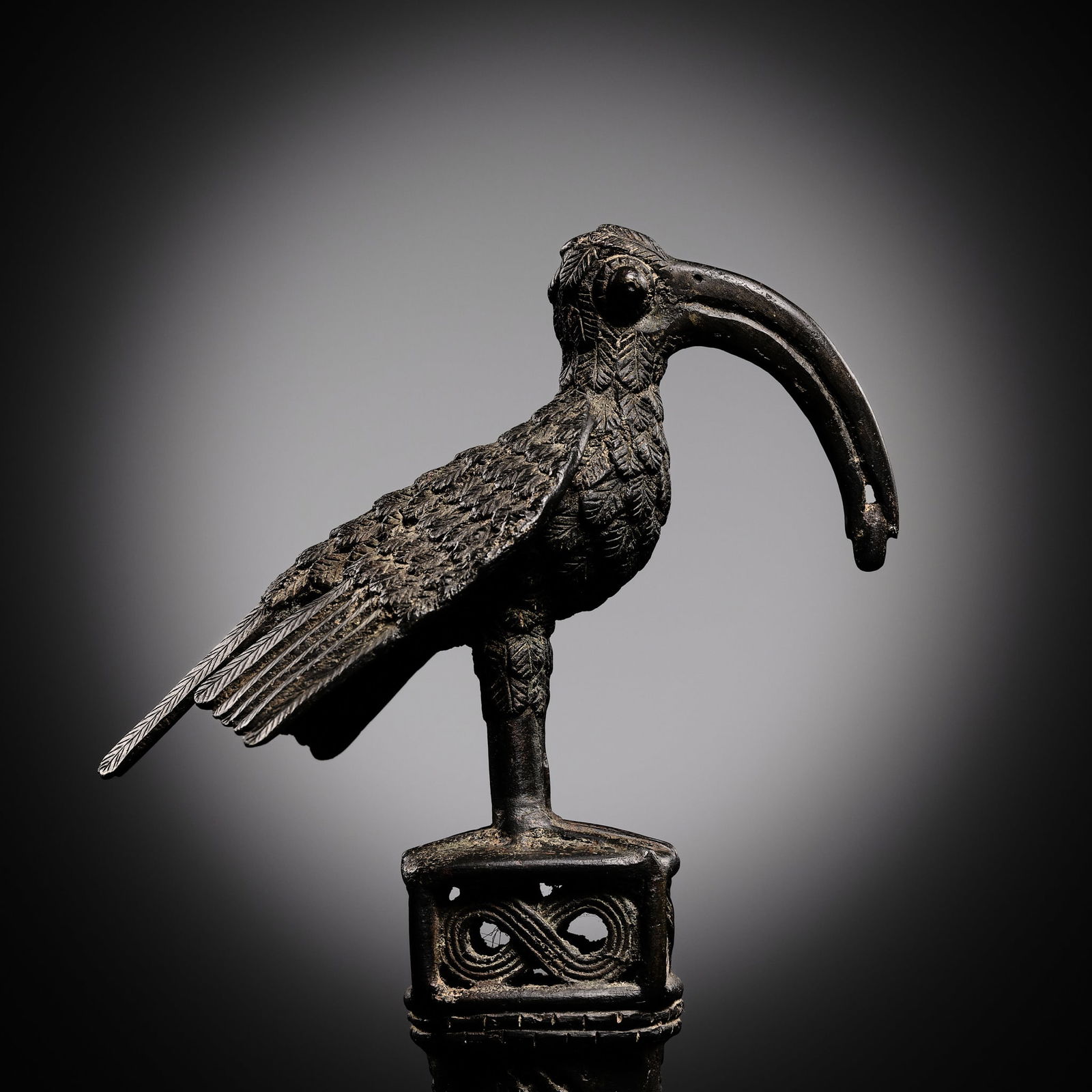 A BRONZE 'BIRD OF PROPHECY' IDIOPHONE, AHIANMWEN-ORO, EDO PEOPLES, 16TH-19TH CENTURY (1 of 16)