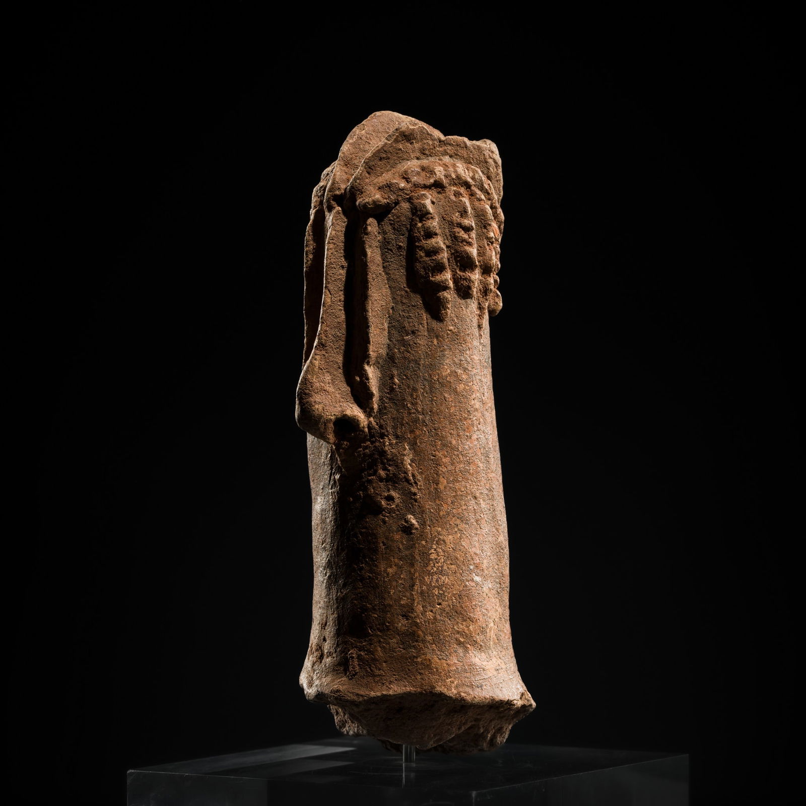 AN ABSTRACT TERRACOTTA MEMORIAL HEAD, BURA CULTURE, NIGER, 3RD-11TH CENTURY (1 of 14)