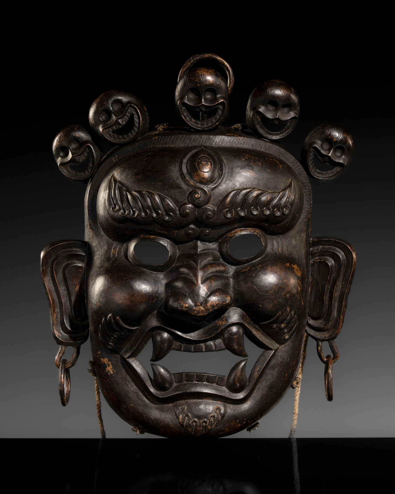 A RARE COPPER REPOUSSÉ RITUAL MASK OF MAHAKALA, 19TH CENTURY (1 of 15)