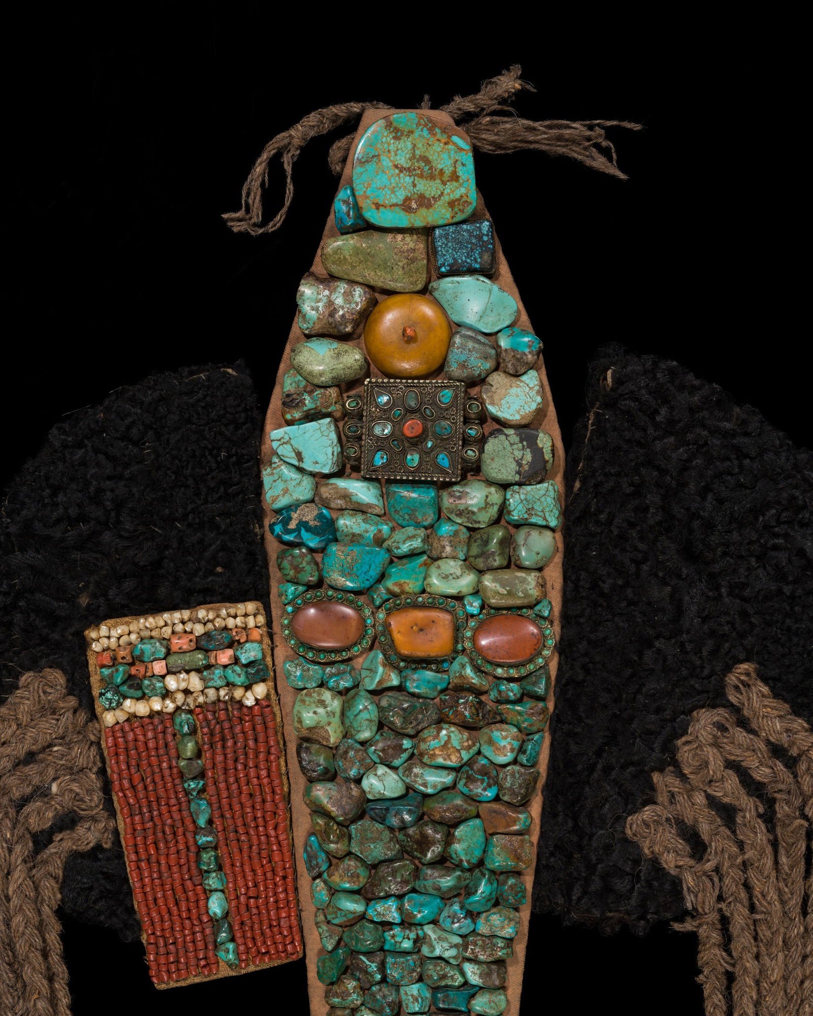 A FINE TURQUOISE, CARNELIAN, CORAL, SHELL AND SILVER MOUNTED RITUAL HEADDRESS, PERAK, 19TH- EARLY: A FINE TURQUOISE, CARNELIAN, CORAL, SHELL AND SILVER MOUNTED RITUAL HEADDRESS, PERAK, 19TH- EARLY 20TH CENTURY This lot is from a single owner collection and is therefore offered without reserve Jammu