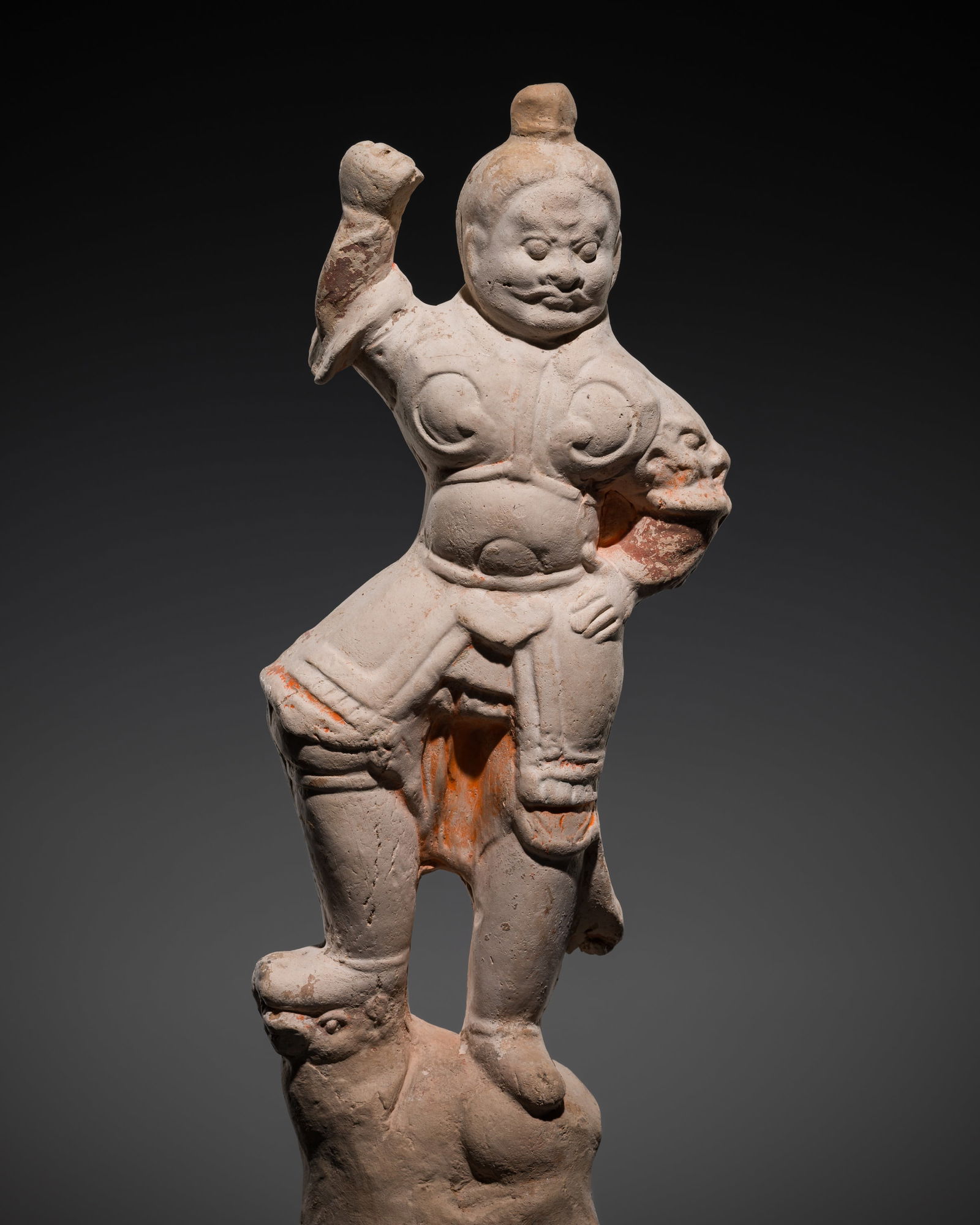 A POTTERY FIGURE OF A GUARDIAN, LOKAPALA, TANG DYNASTY (1 of 10)