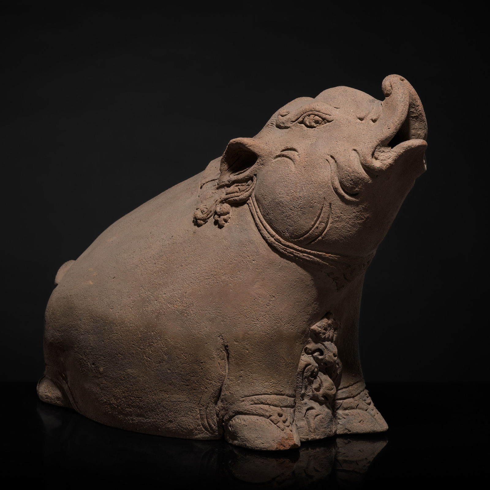 A UNIQUE MAJAPAHIT TERRACOTTA FIGURE OF A BABY ELEPHANT (1 of 13)