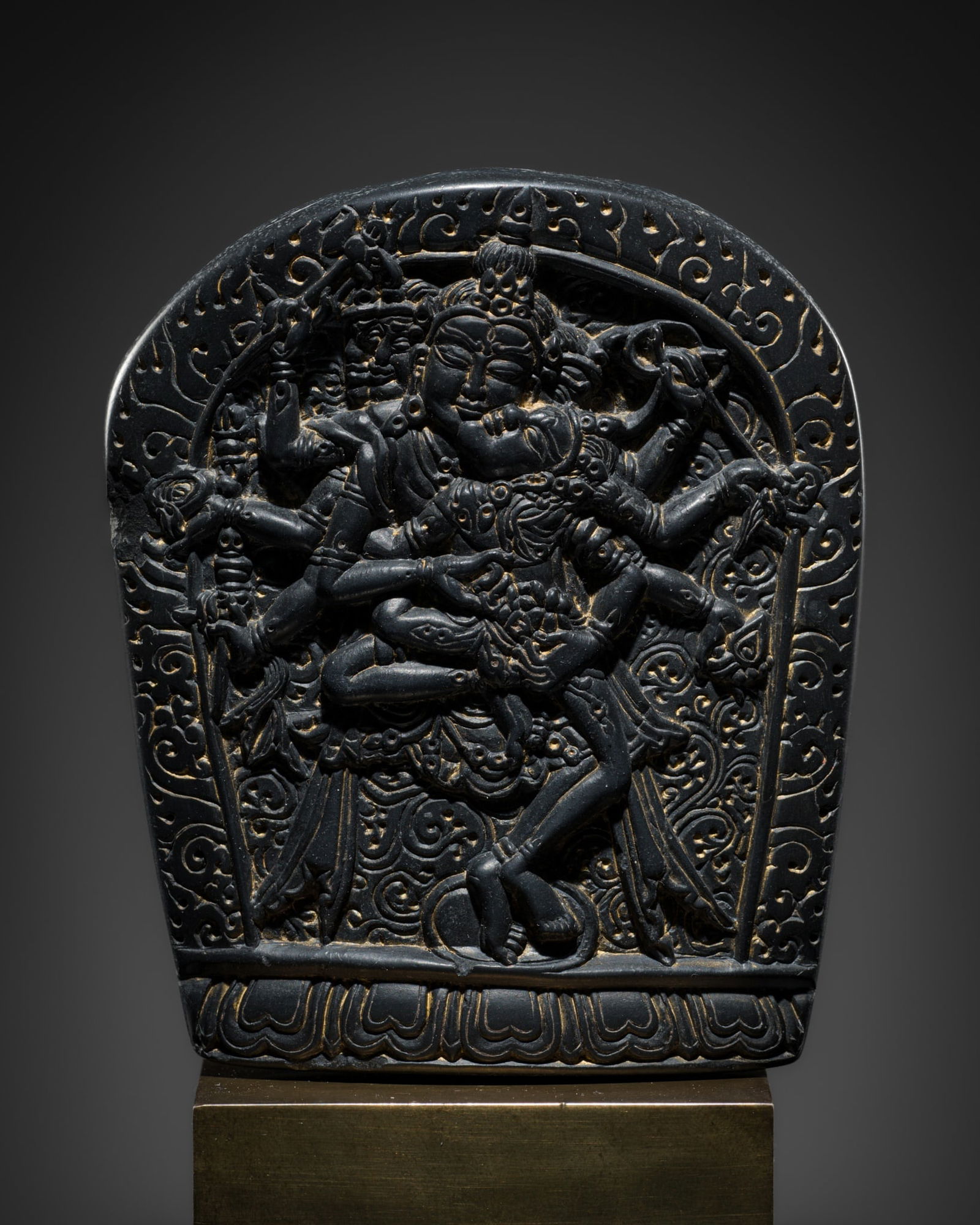A VERY FINE STONE STELE OF CHAKRASAMVARA AND VAJRAVAHARI, PALA STYLE, TIBET, 15TH-16TH CENTURY (1 of 16)