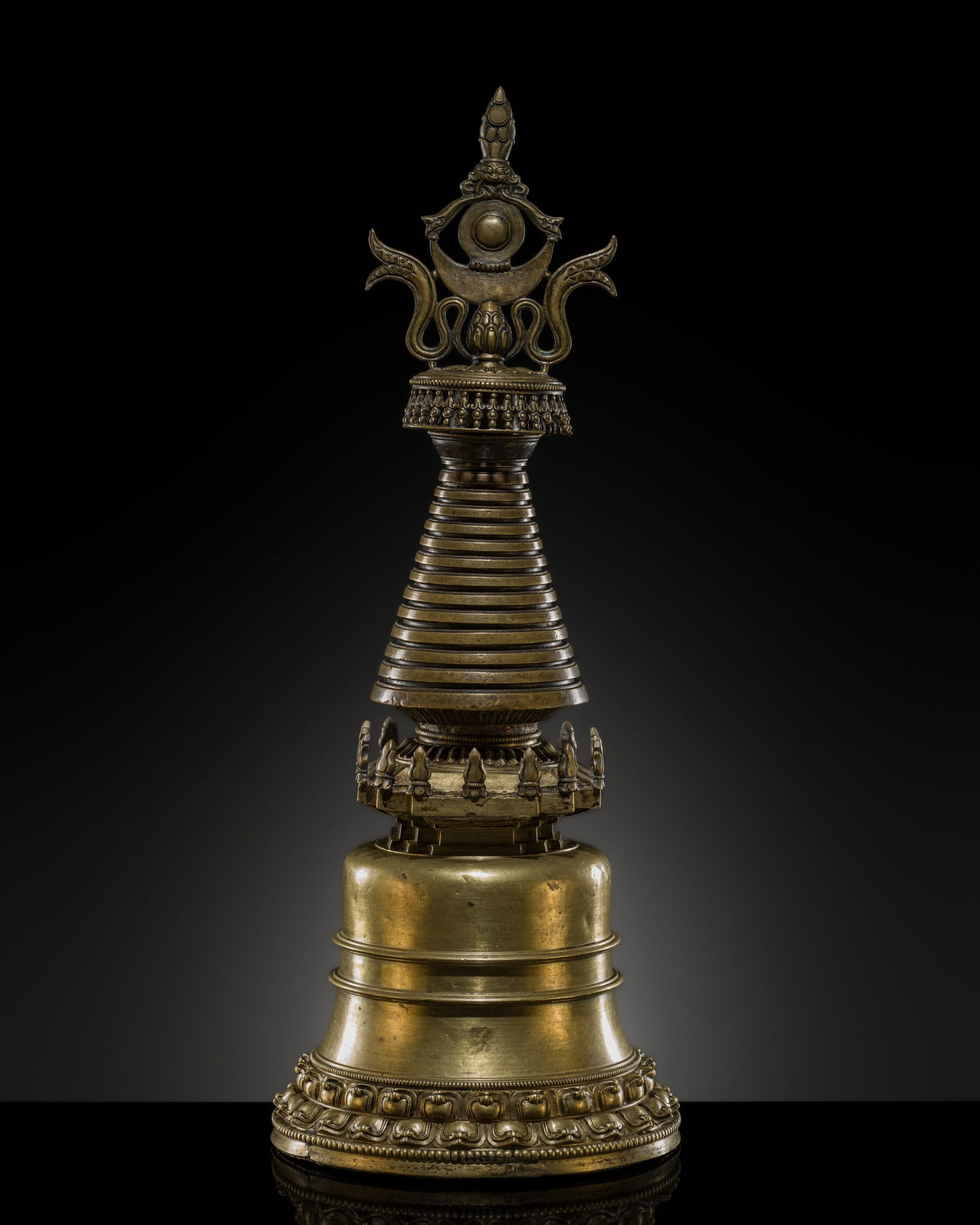 AN IMPORTANT MAHAPARINIRVANA STUPA, 51 CM HIGH, TIBET, 14TH CENTURY, EX ULRICH VON SCHROEDER (1 of 17)