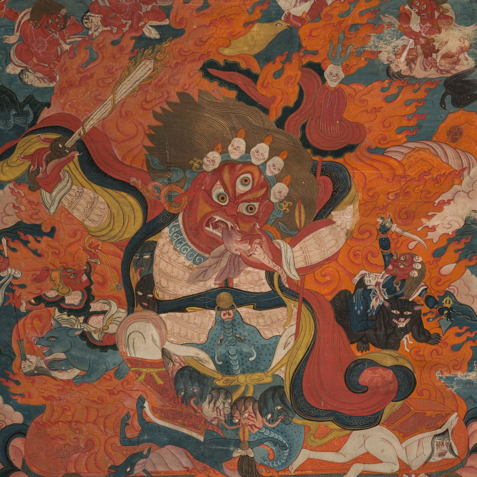 AN IMPRESSIVE THANGKA OF BEGTSE CHEN, TIBET, 18TH-19TH CENTURY (1 of 14)