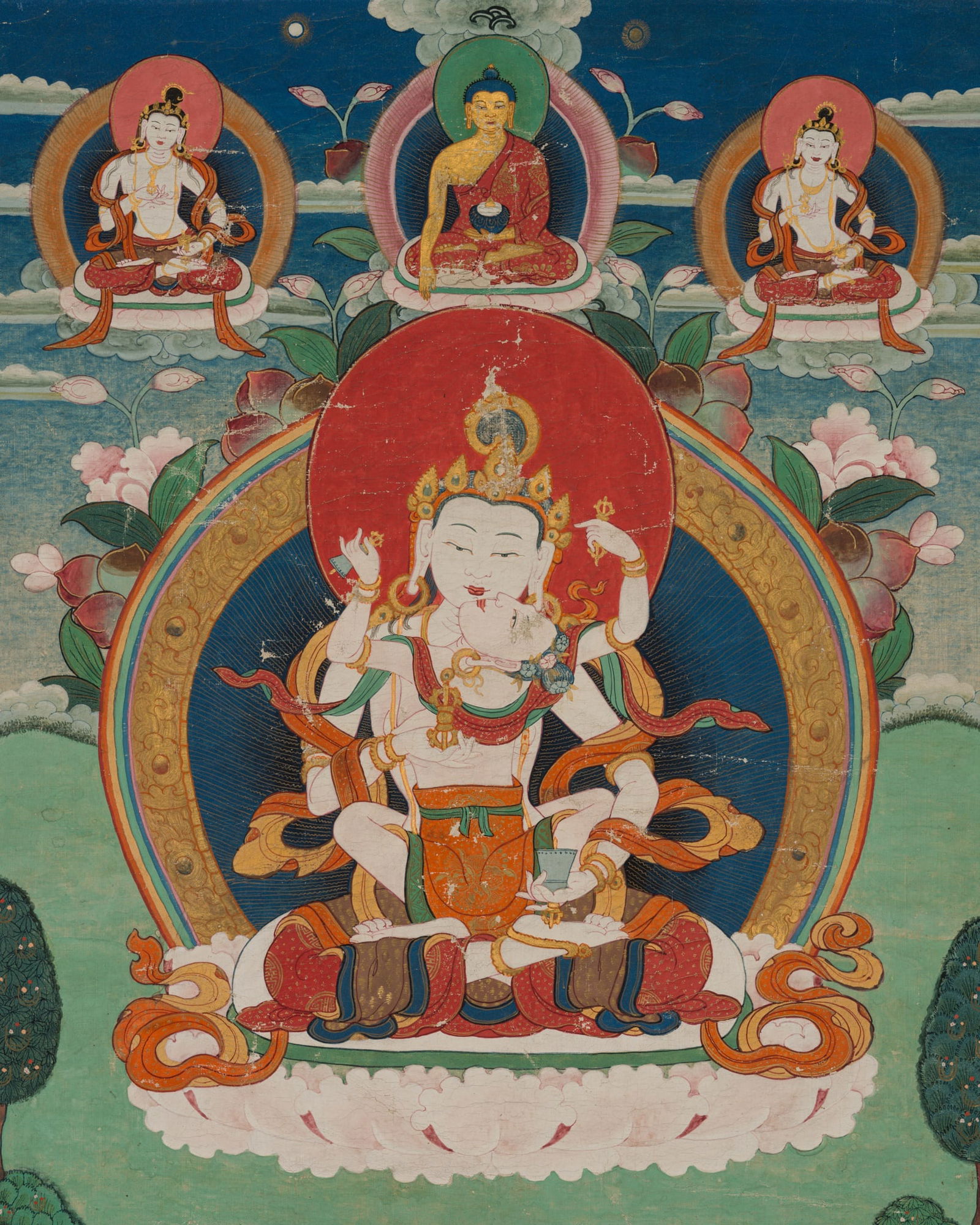 A THANGKA OF THE WHITE VAJRASATTVA AND CONSORT, TIBET, 19TH CENTURY (1 of 14)
