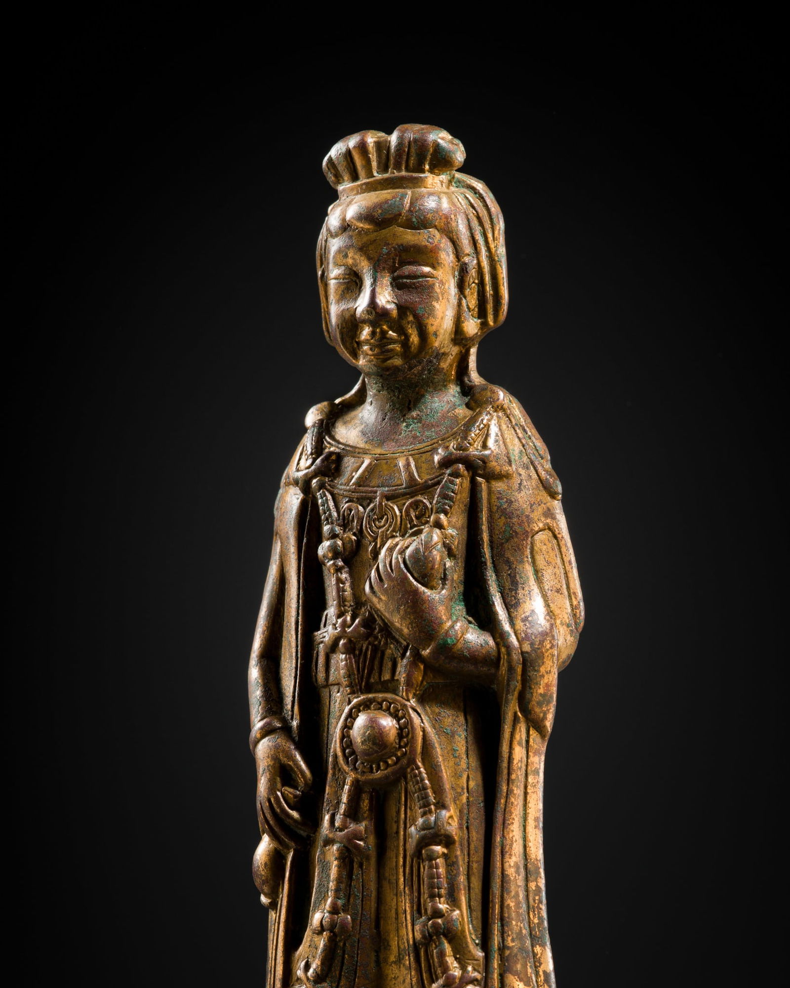 A RARE GILT-BRONZE BODHISATTVA, KOREA, THREE KINGDOMS PERIOD, KINGDOM OF BAEKJE (18 BCE-660 CE), (1 of 15)