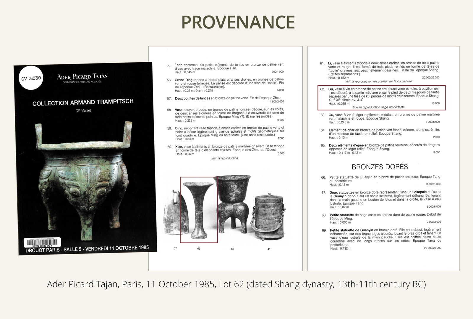 AN EXCEEDINGLY RARE BRONZE RITUAL WINE VESSEL, GU, LATE SHANG DYNASTY, ANYANG PERIOD, 12TH-11TH - 5
